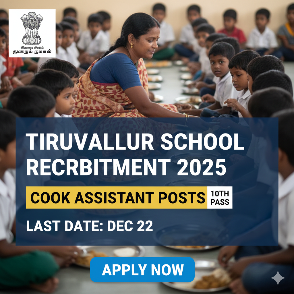 Tiruvallur District Noon Meal Cook Assistant Recruitment 2025